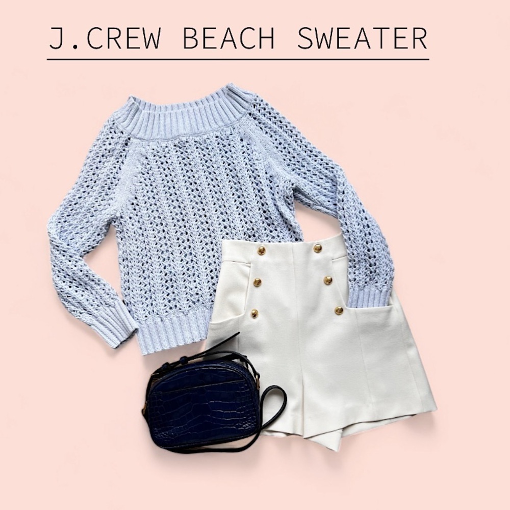 J. CREW Wide-neck beach sweater with pointelle stitch Sz. XXS NWT - Picture 3 of 10